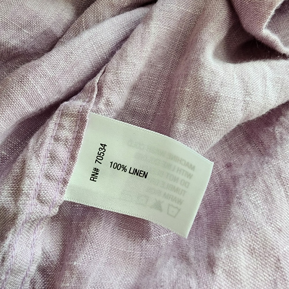 Orvis Mens Lavender 100% Linen Short Sleeve Button Down Shirt Classic Fit L - Picture 6 of 7